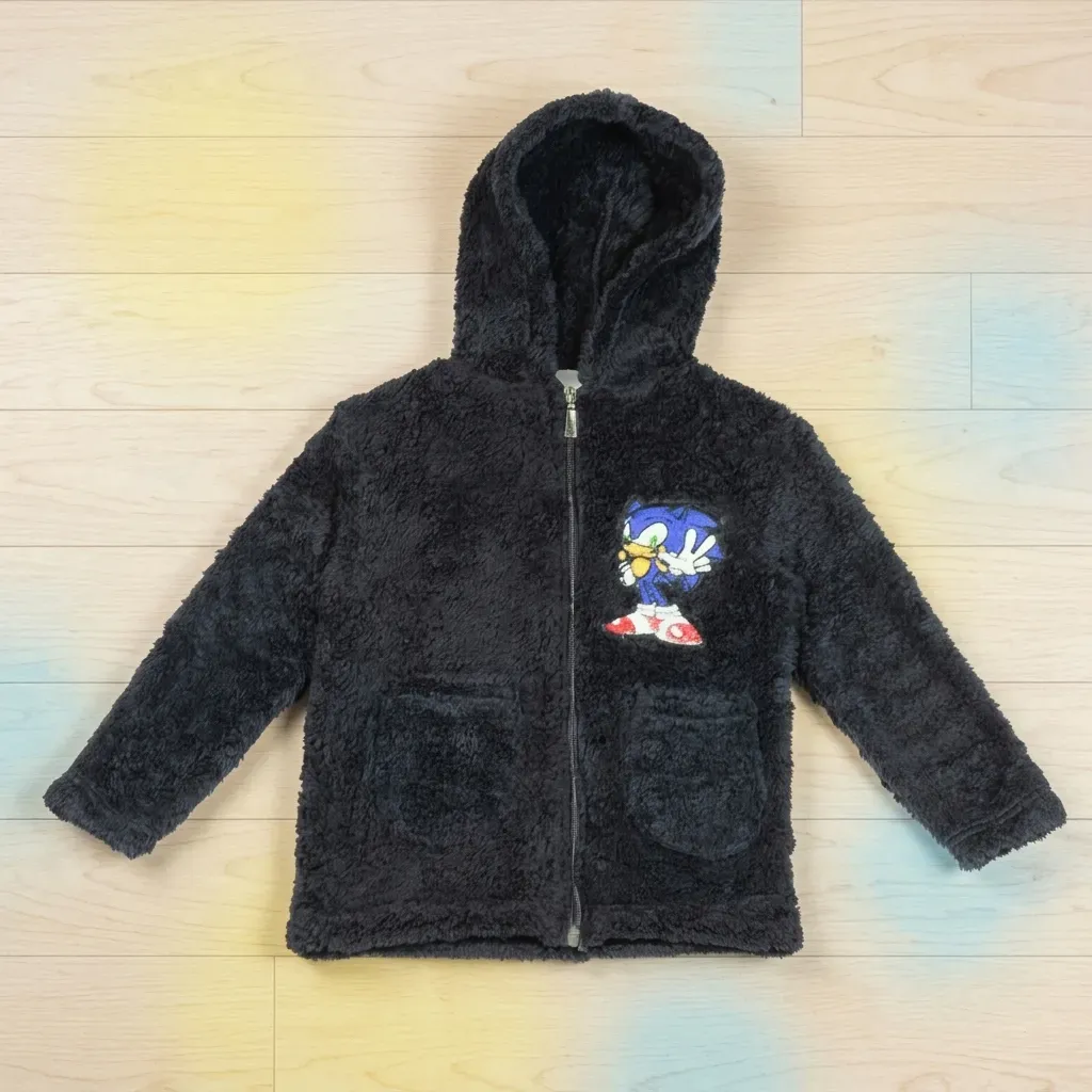 Kids' lightweight zip up hooded fur jacket