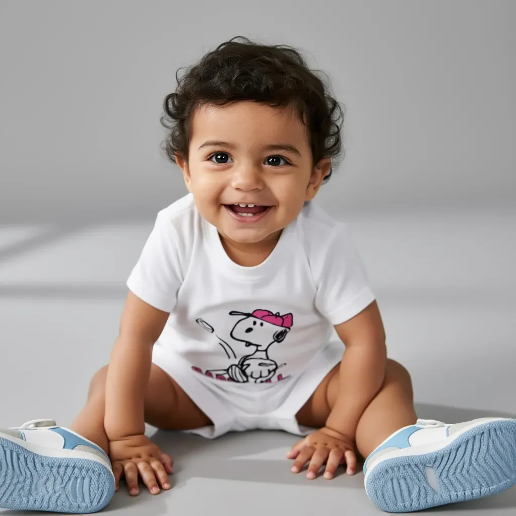 Infant summer Snoopy cotton pajama  White for Boys & Girls