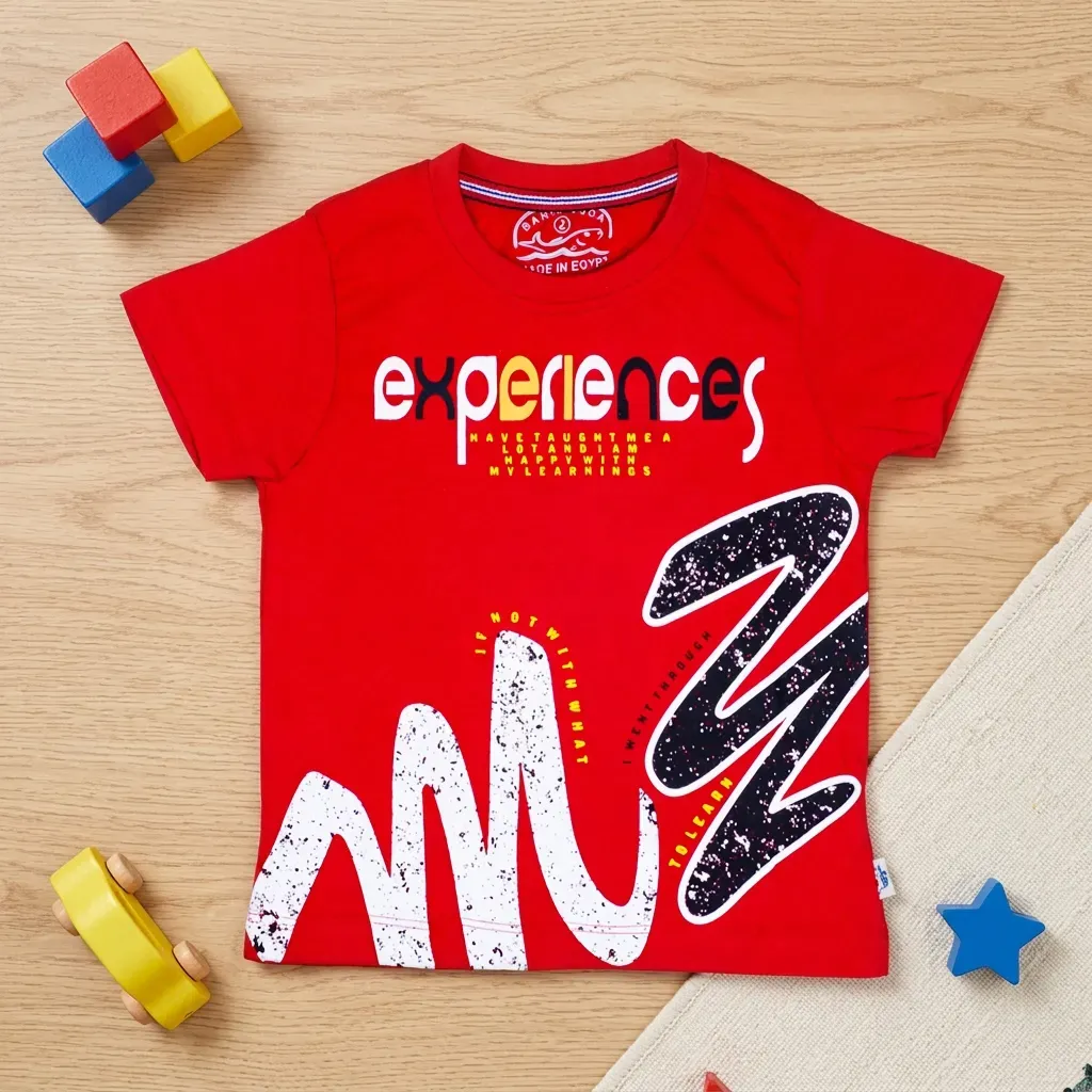 Boys Experience design summer cotton T-Shirt Red color