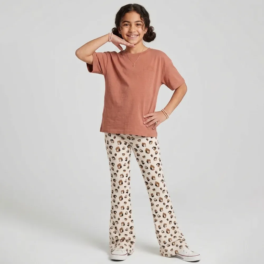 Leopard Waffle Knit Bell Bottoms