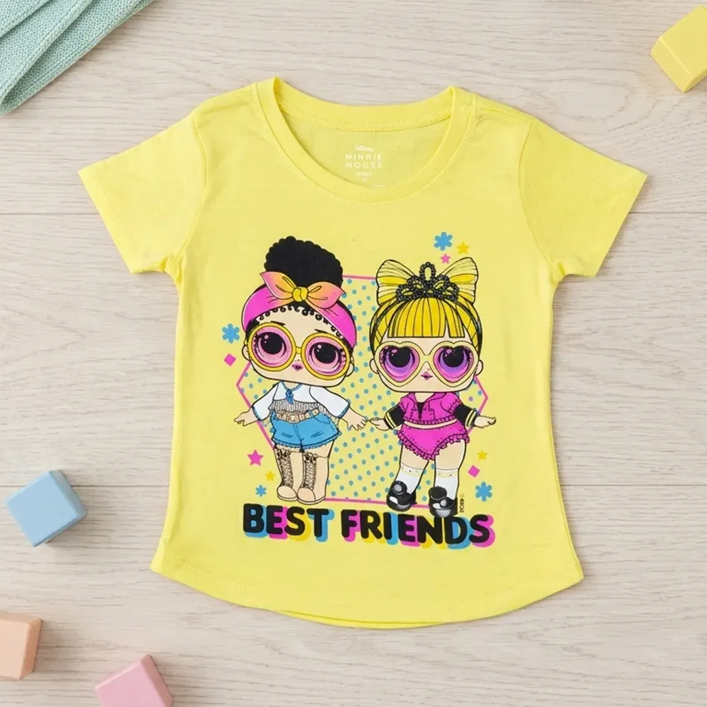 Girls Best Friends summer cotton T Shirt  Yellow