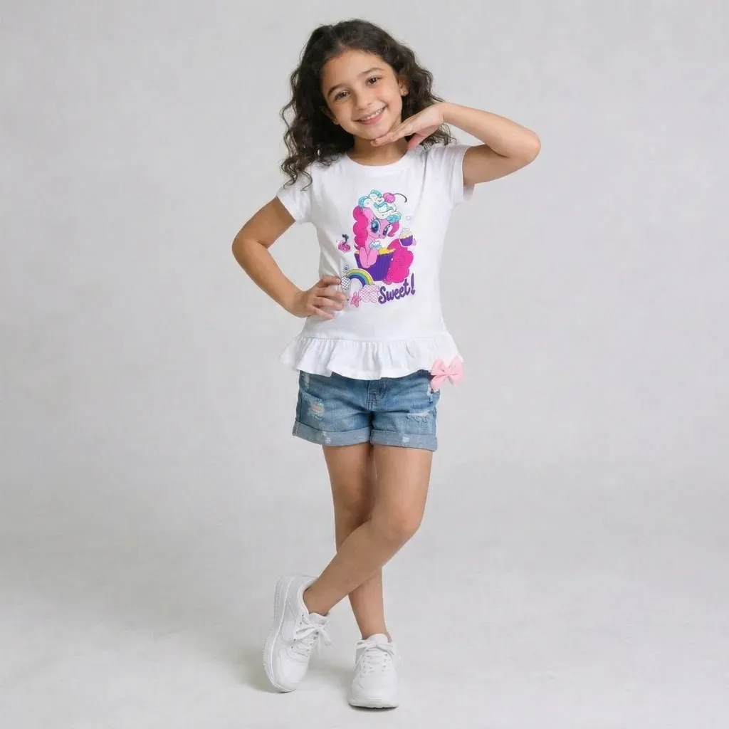Girls T-Shirt  My Little Pony ruffle design cotton White
