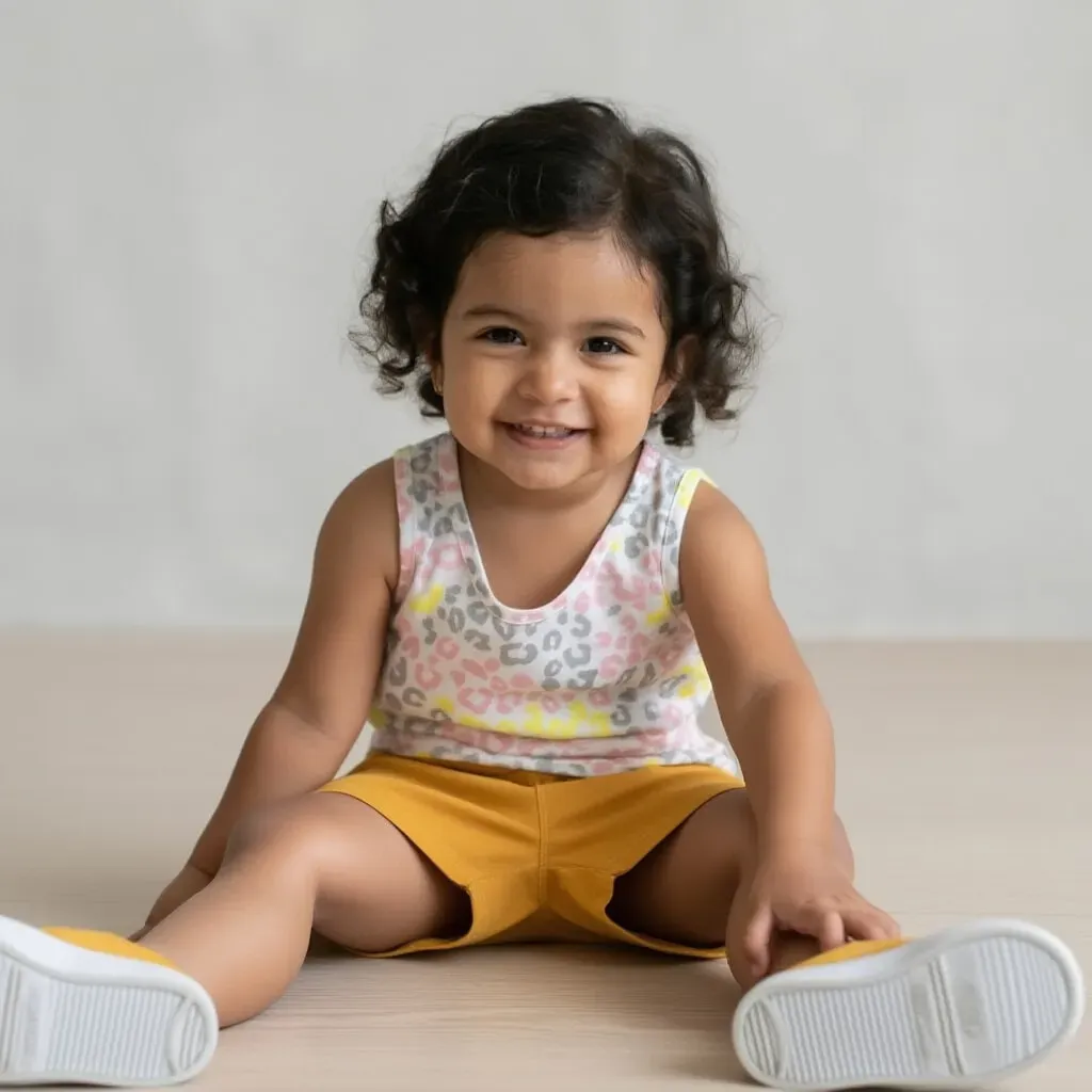 Summer Leopard Print Pajama Set (For Boys & Girls) Mustard Yellow