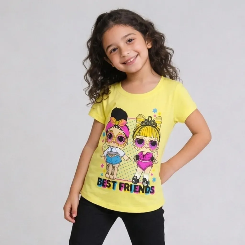 Girls Best Friends summer cotton T Shirt  Yellow