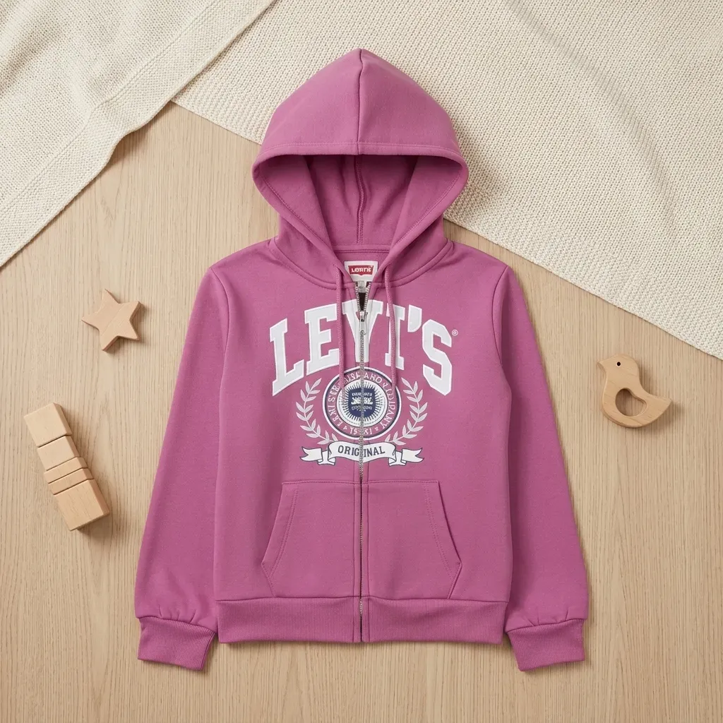 Original Brand Girls  Zip-Up Hoodie Comfortable Pink Sweatshirt