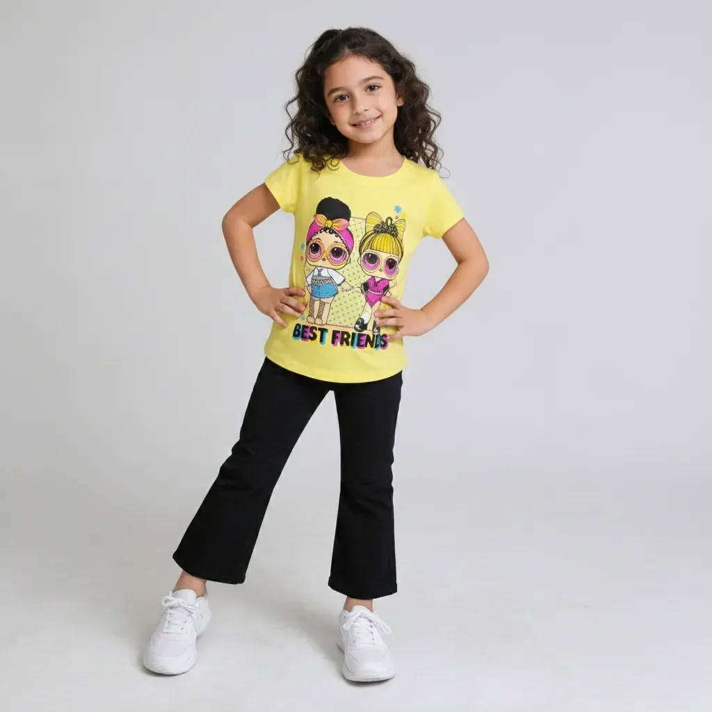 Girls Best Friends summer cotton T Shirt  Yellow