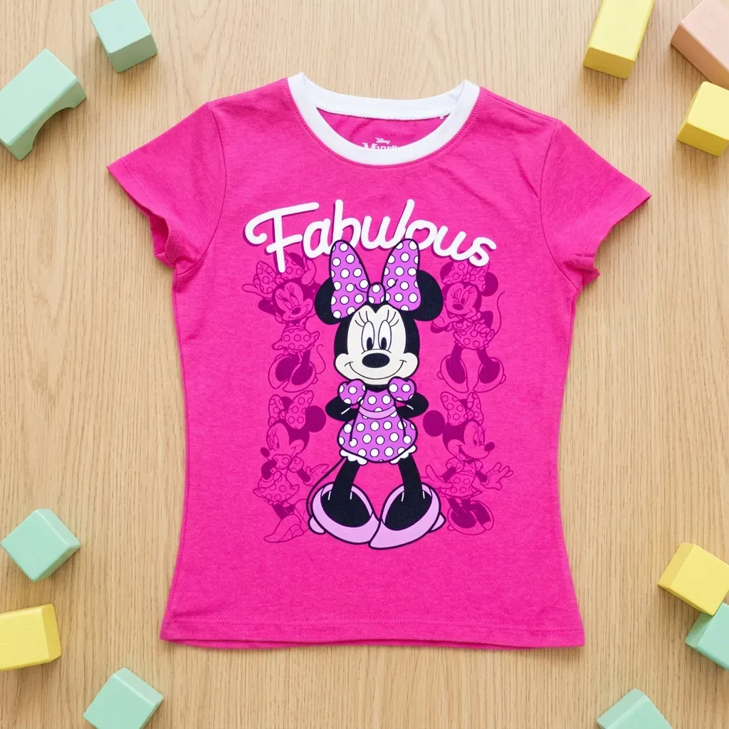 Girls Minnie cotton summer T-Shirt Fuchsia (Pink)
