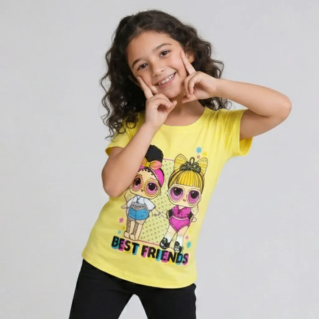Girls Best Friends summer cotton T Shirt  Yellow
