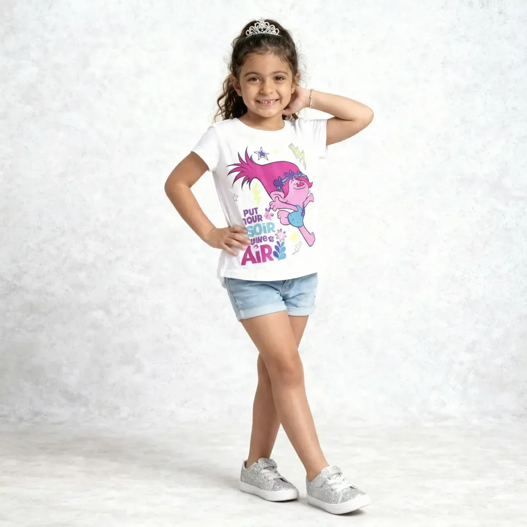 Girl Trolls summer T Shirt  White