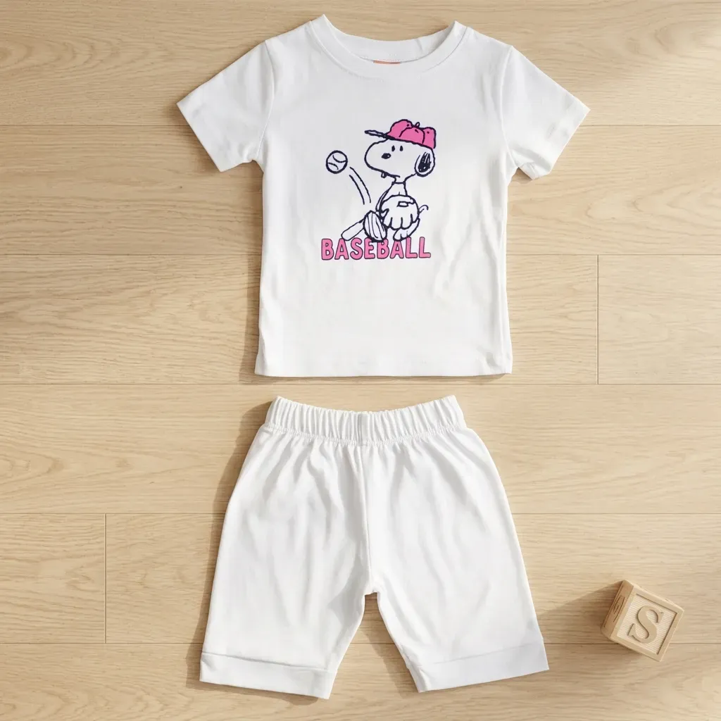 Infant summer Snoopy cotton pajama  White for Boys & Girls