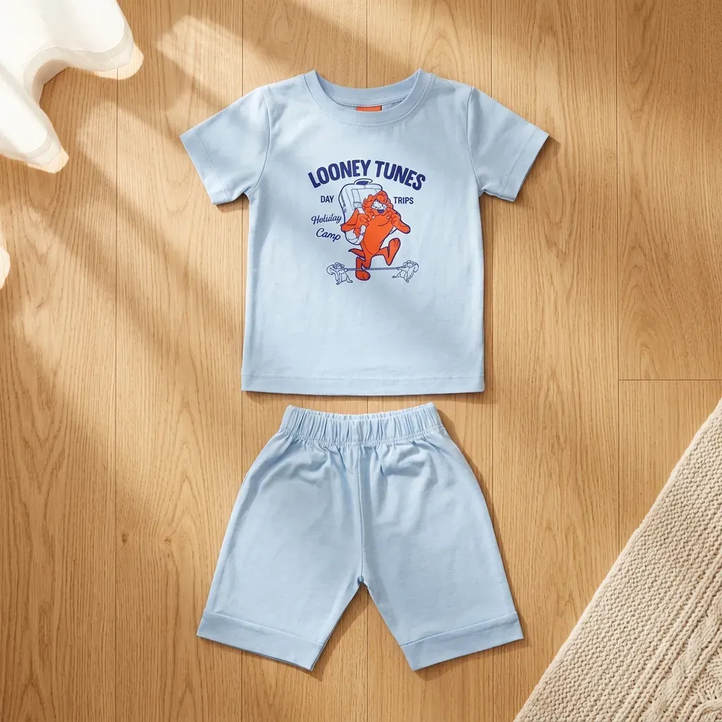 Kids summer cotton pajamas Baby Blue Looney Tunes set