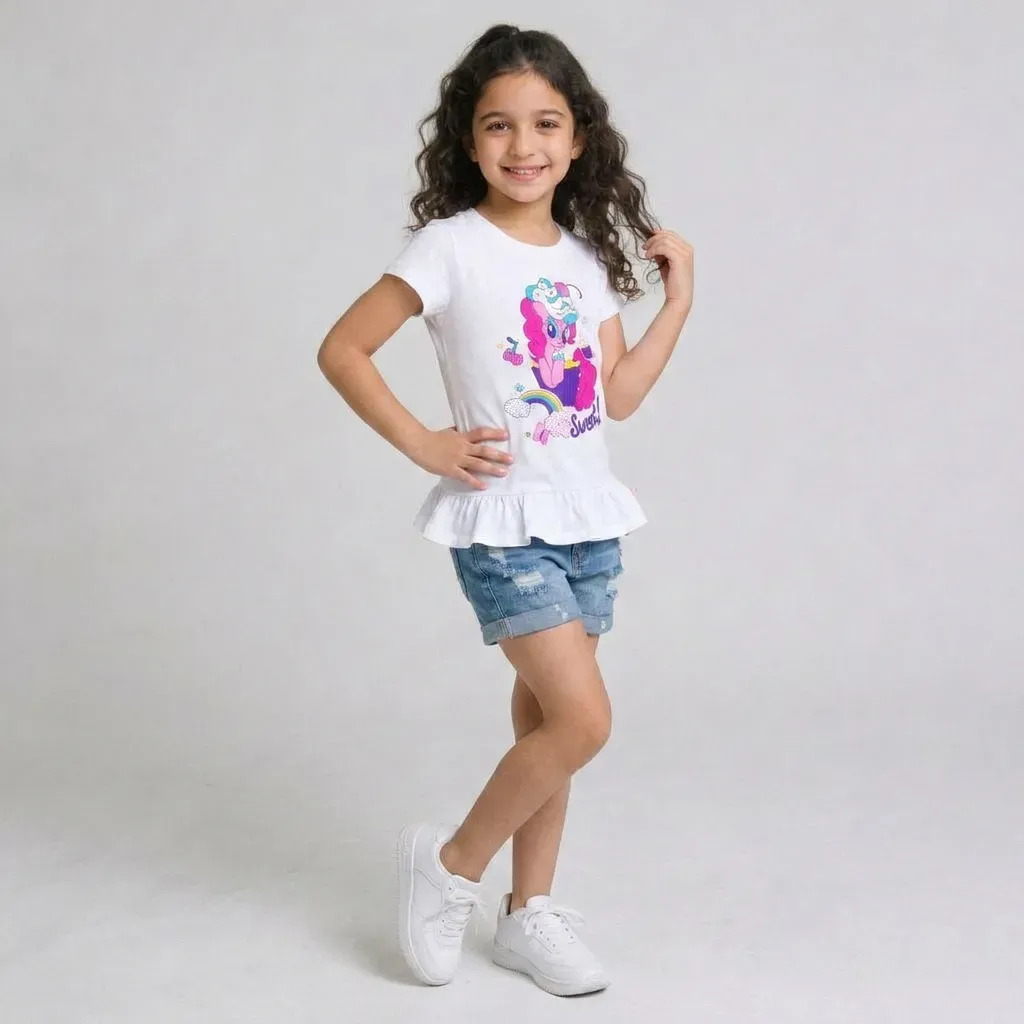 Girls T-Shirt  My Little Pony ruffle design cotton White