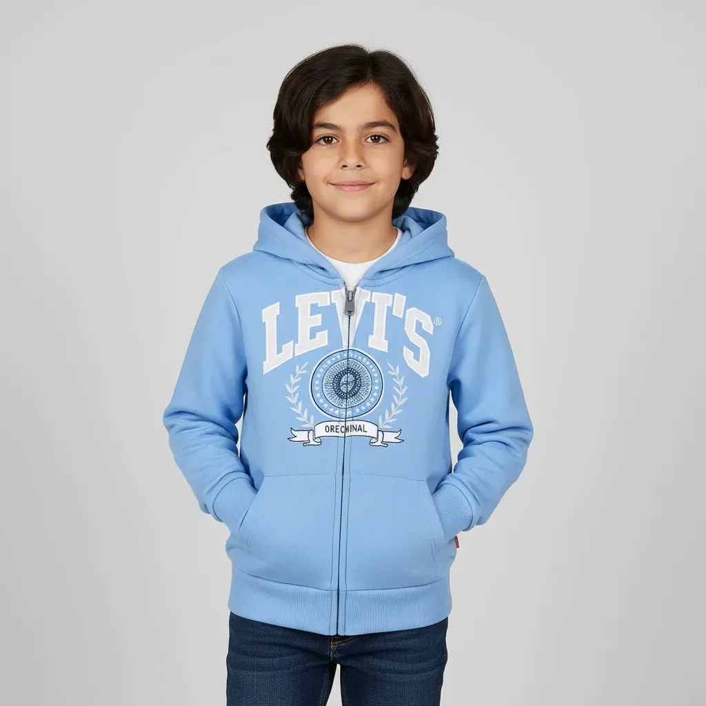 Boys Zip Up Hooded Sweatshirt Cotton Fleece original brand