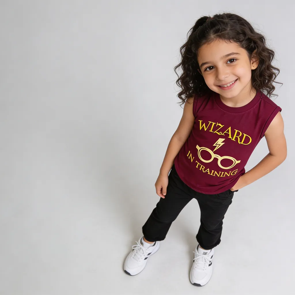 Girls sleeveless cotton T-Shirt – Harry Potter  Burgundy