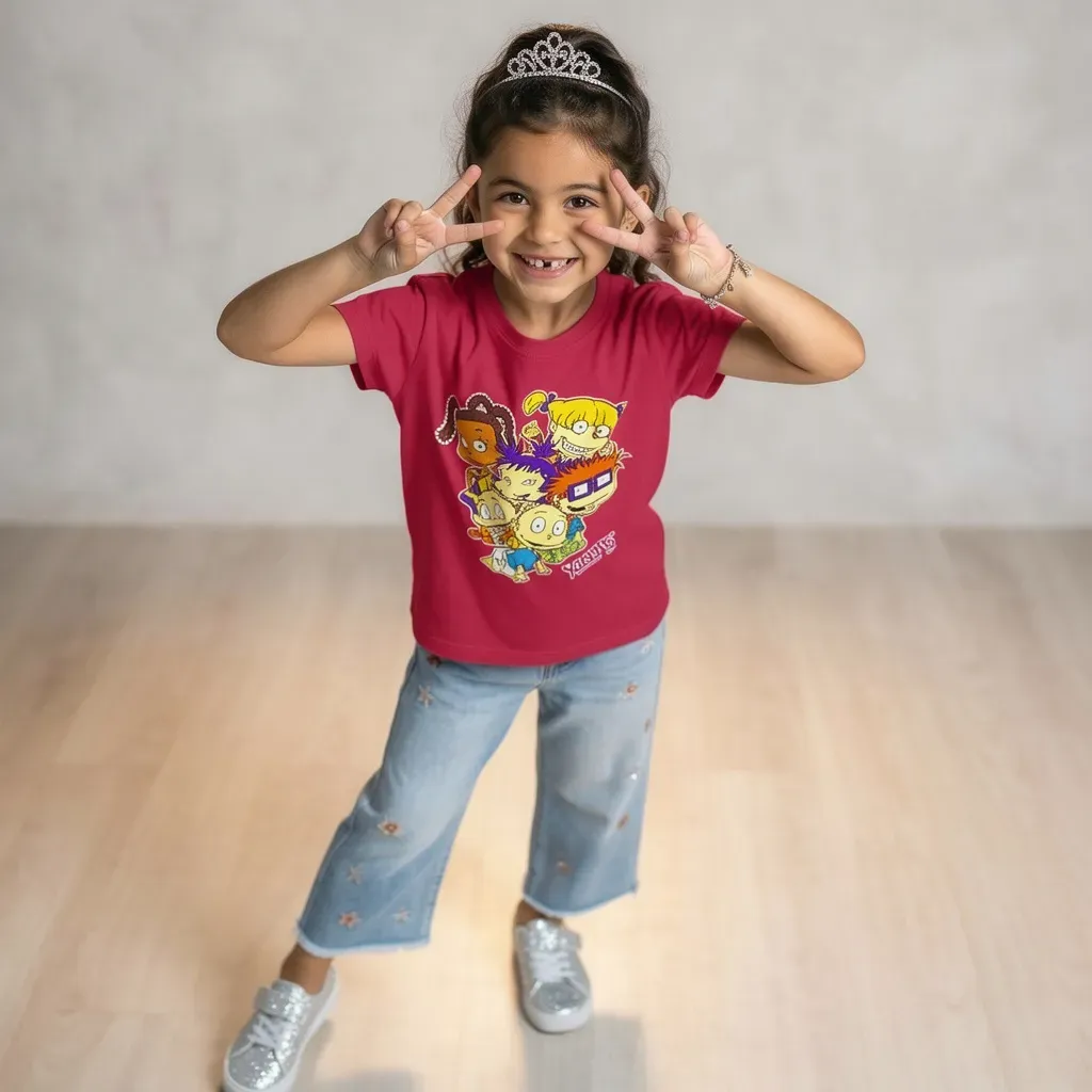 Girls’ summer cotton T-Shirt  regular fit, drack Red | Nebu Kids