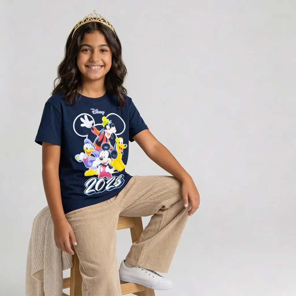 Girls’ summer cotton Mickey & friends Disney T-Shirt – Black