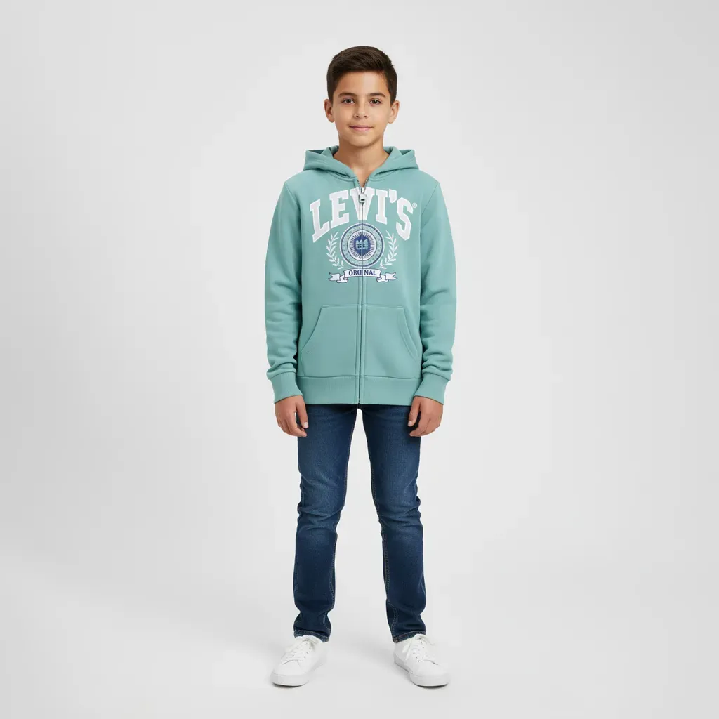 Boys Zip Up Hooded Sweatshirt Cotton Fleece original brand