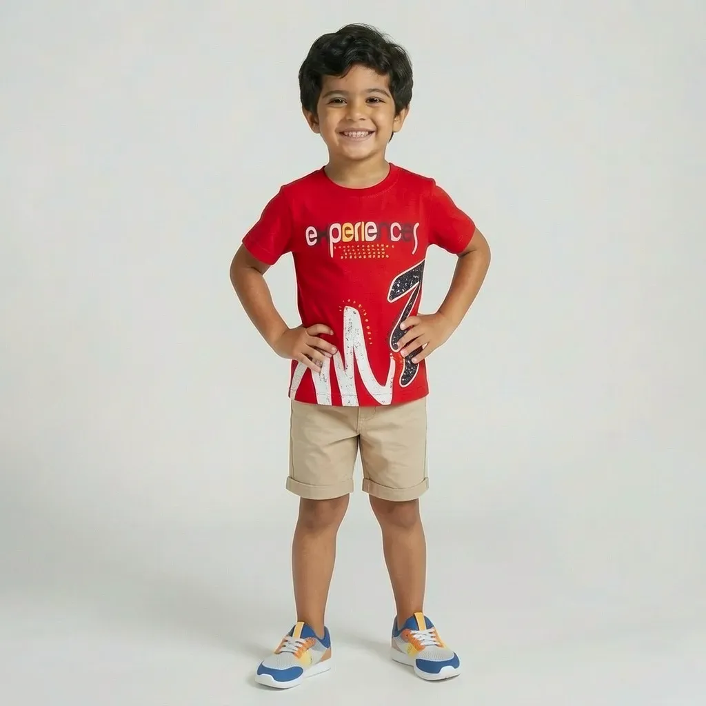 Boys Experience design summer cotton T-Shirt Red color