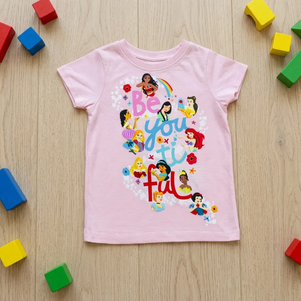 Girl Disney princesses cotton T-Shirt  Pink