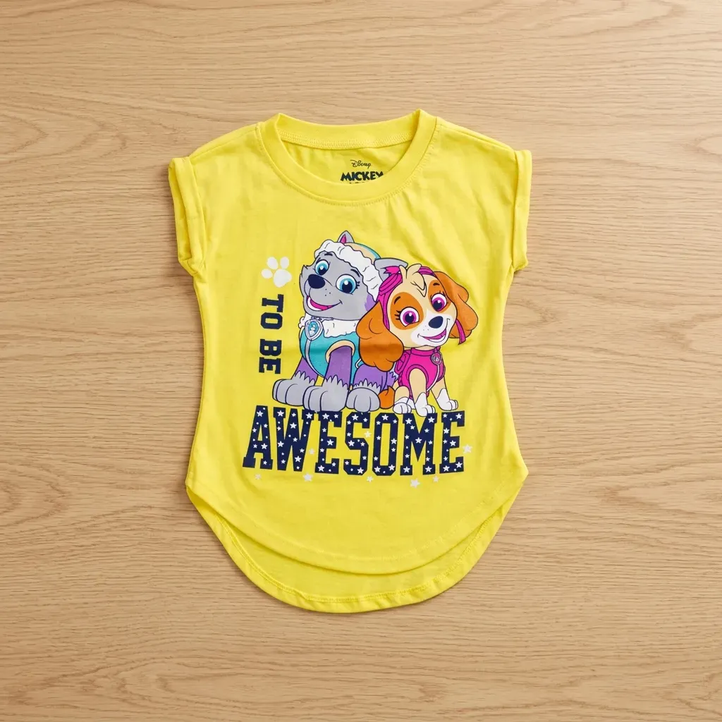 Girl Paw Patrol sleeveless cotton T Shirt Yellow
