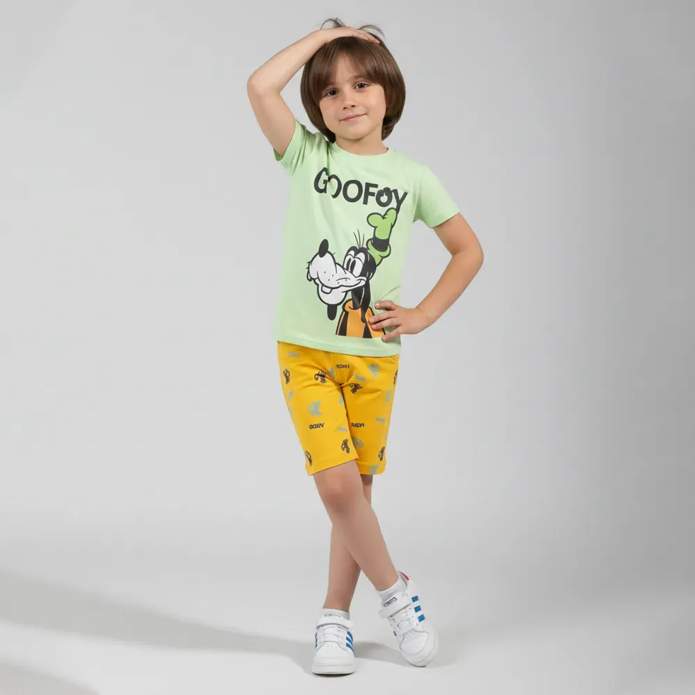 Boys summer Goofy cotton pajama Mint Green