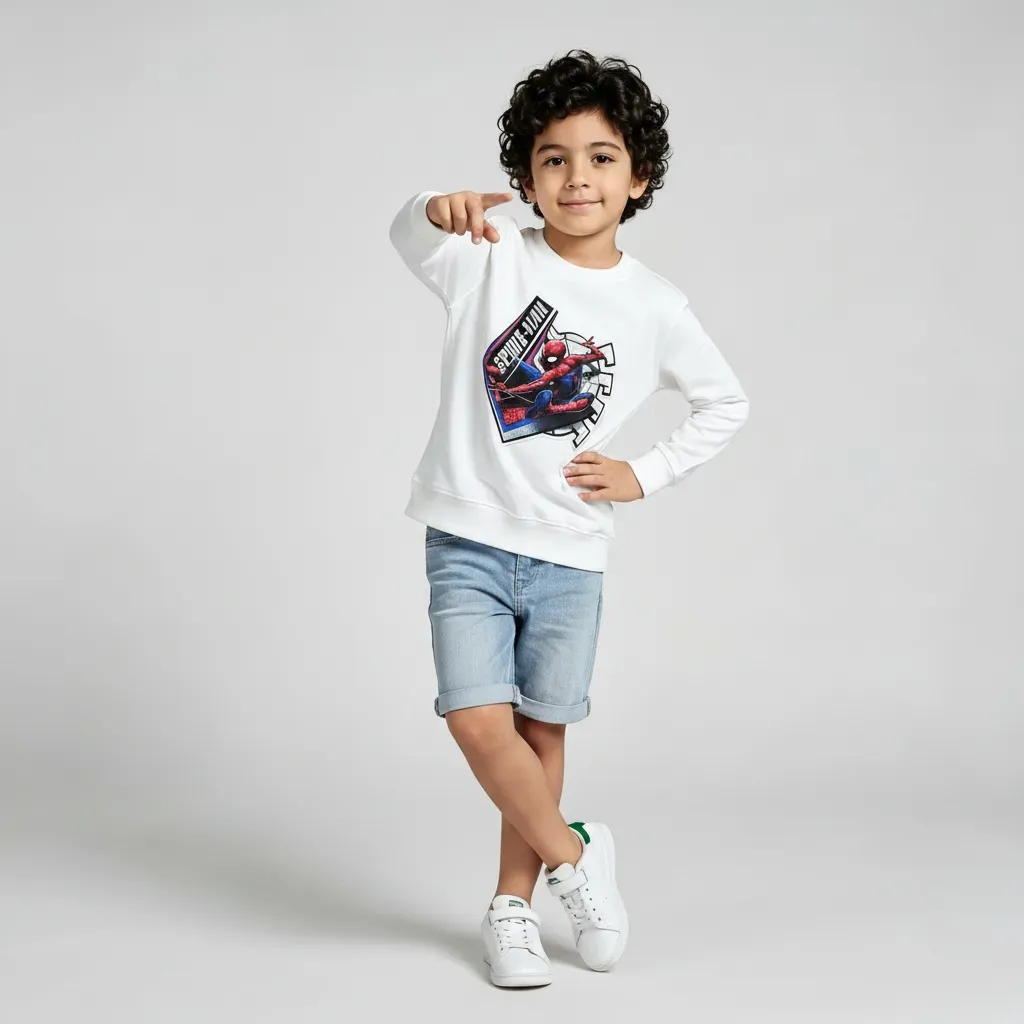 Boys' white Spider-Man imported sweatshirt