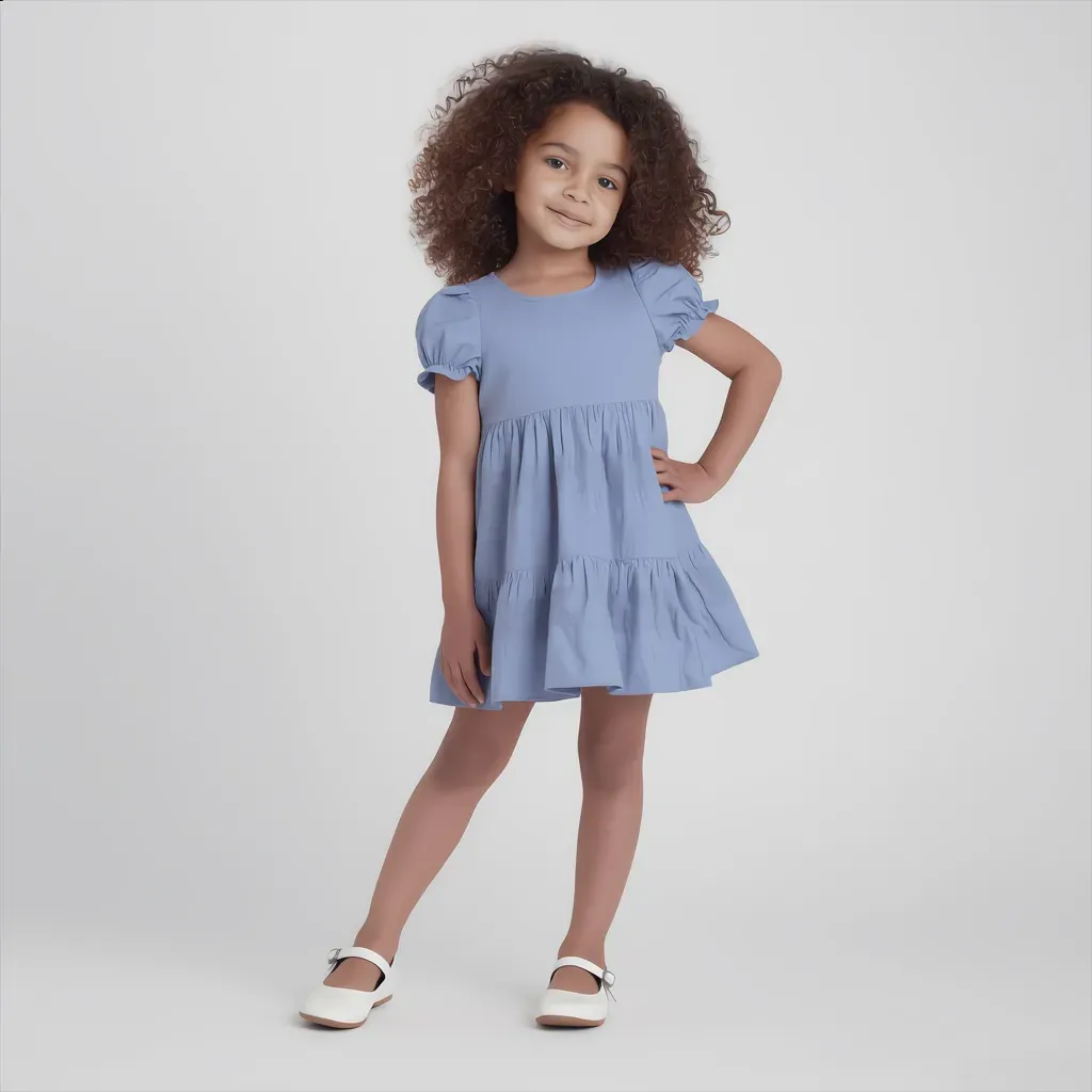Grey Girls' Casual Dress - Flared Fit - Imported