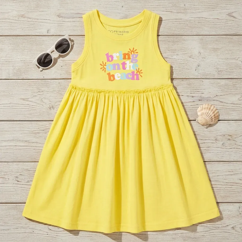 Toddler Girls' Yellow Sleeveless Summer Dress - Imported