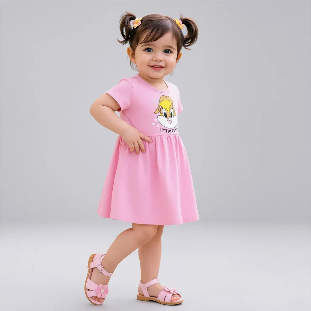 Girls' Disney Summer Dress with Shoulder Snaps - Imported