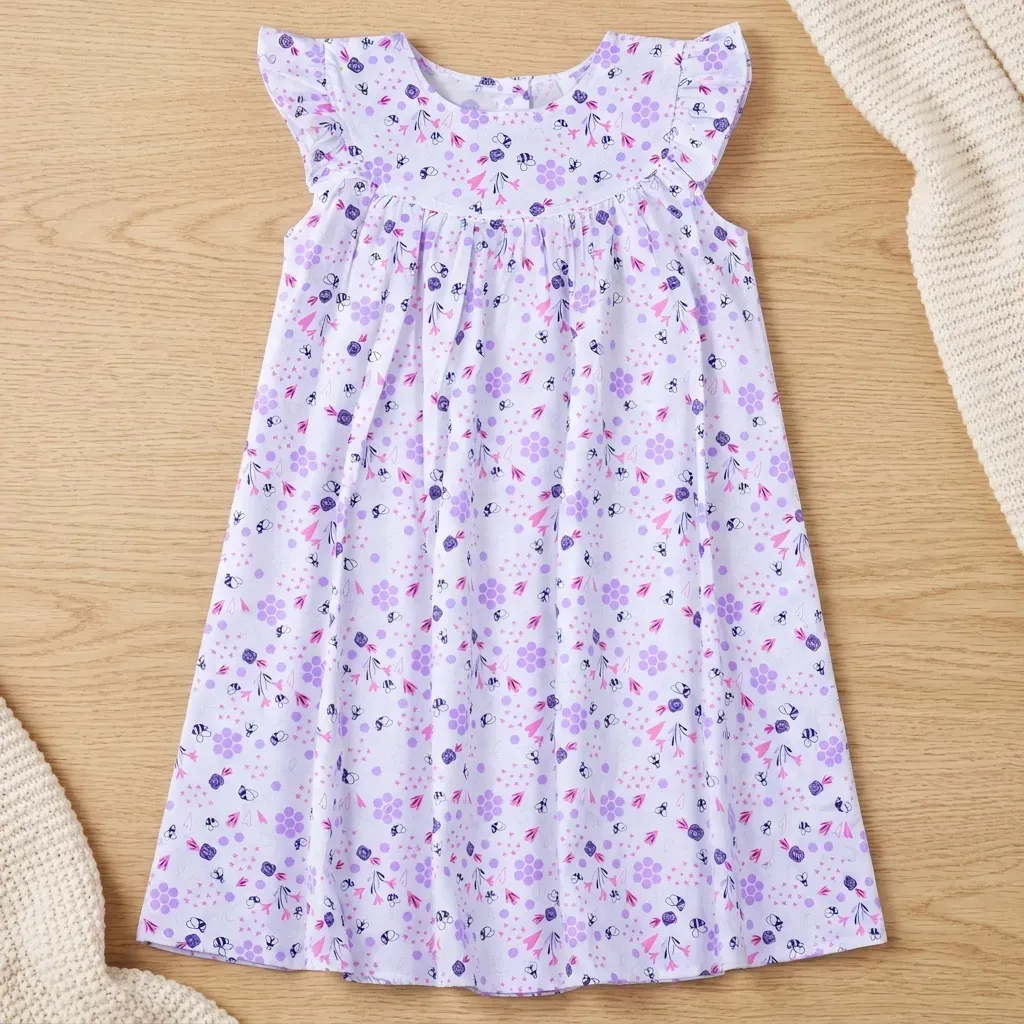 Soft White Girls' Floral Dress | Casual Kids' Outing Dress