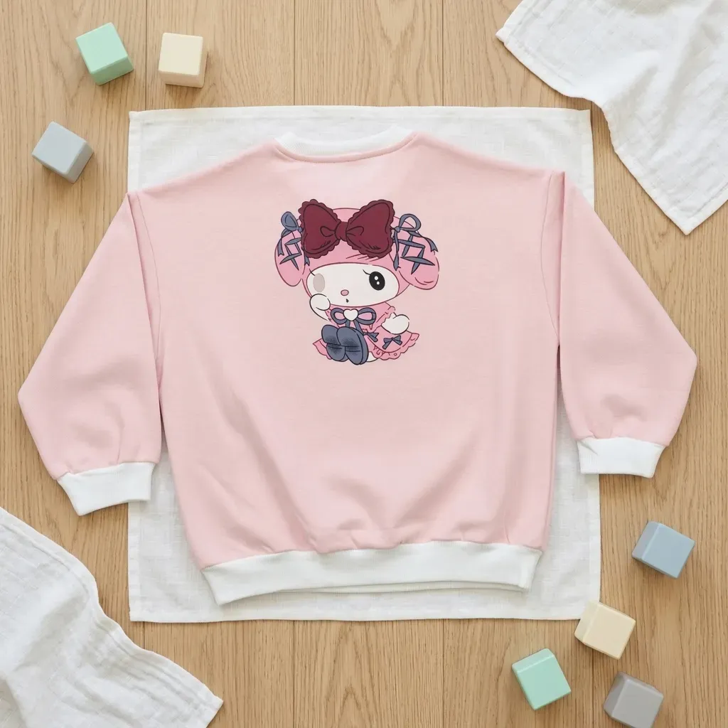 Girls' heavy fleece-lined double-print winter top