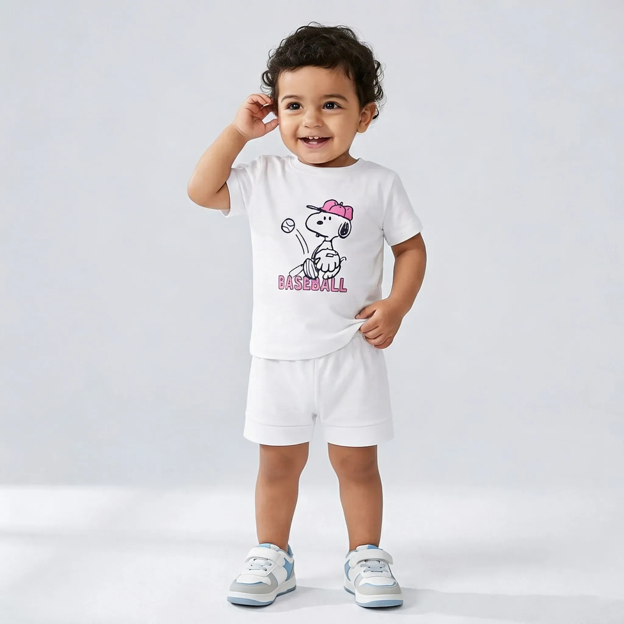Infant summer Snoopy cotton pajama  White for Boys & Girls