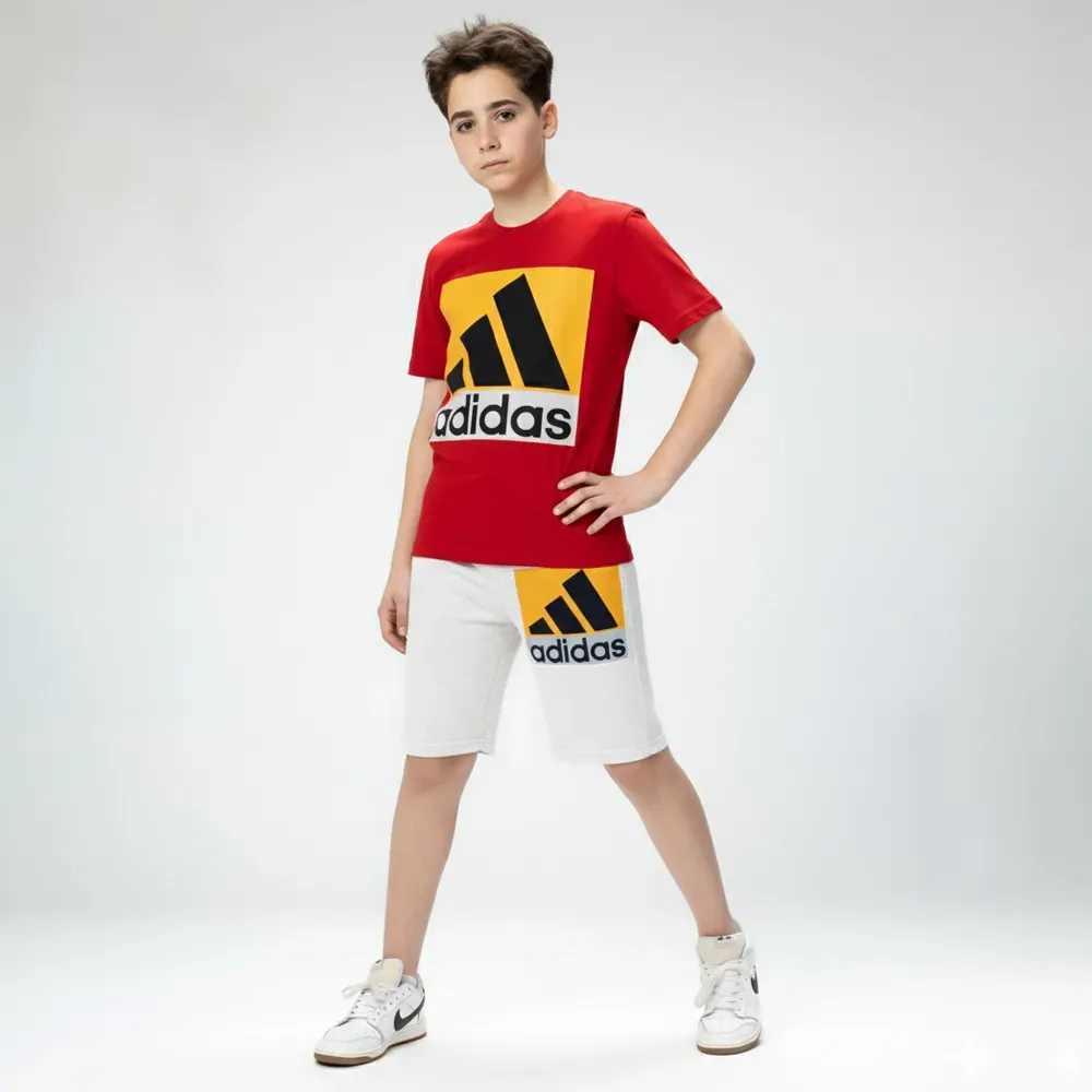 Boys’ summer casual set Cotton Tweens Red