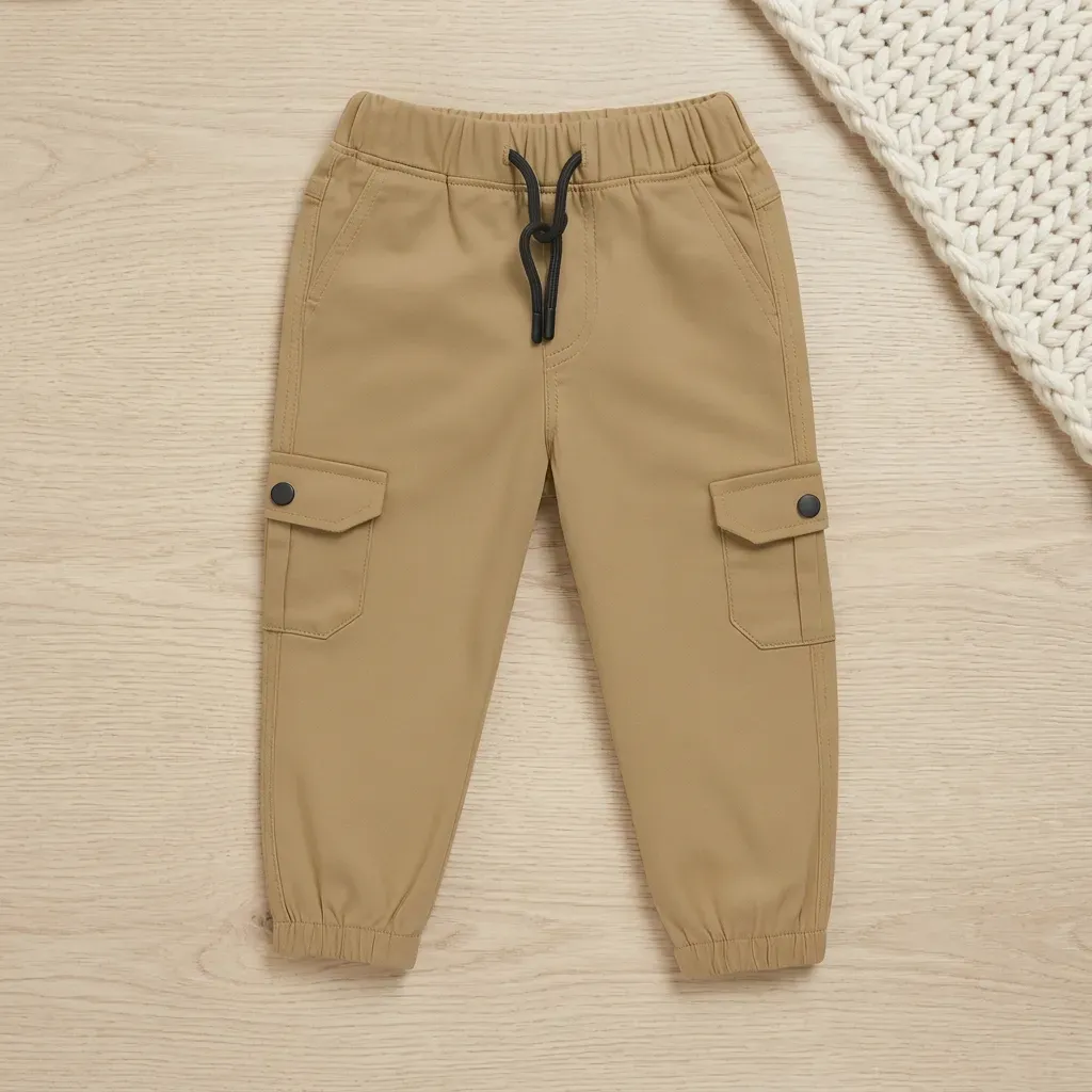 Gabardine pants for Boys baggy design color Coffee