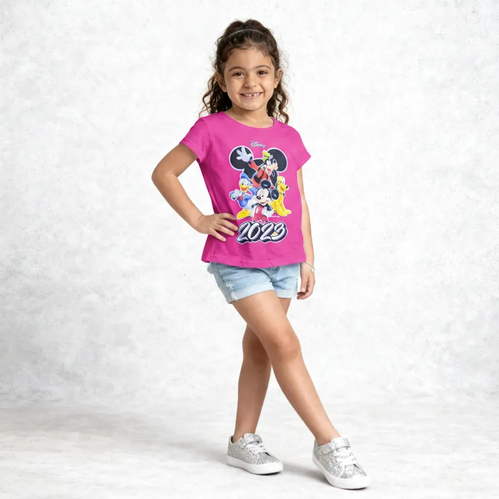 Girls’ Minnie & friends cotton T-Shirt – Fuchsia (Pink)