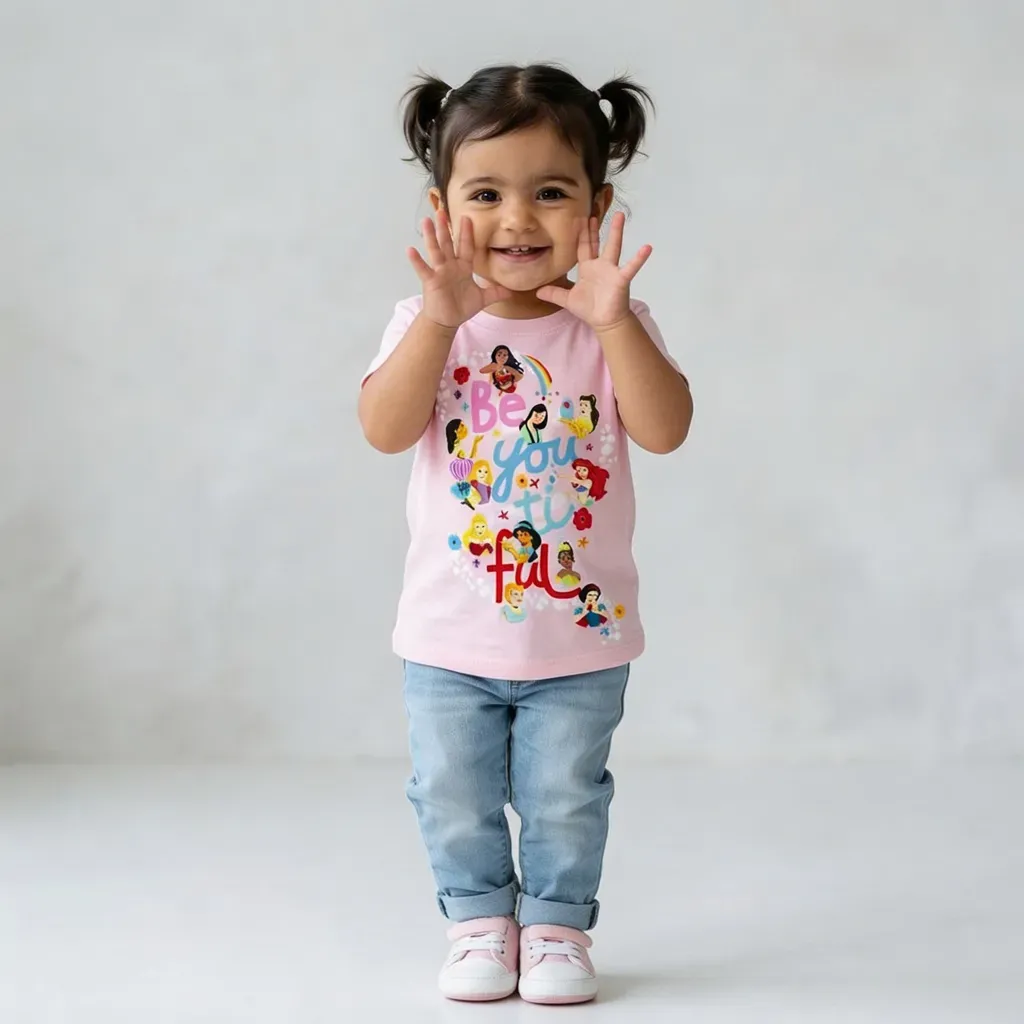 Girl Disney princesses cotton T-Shirt  Pink