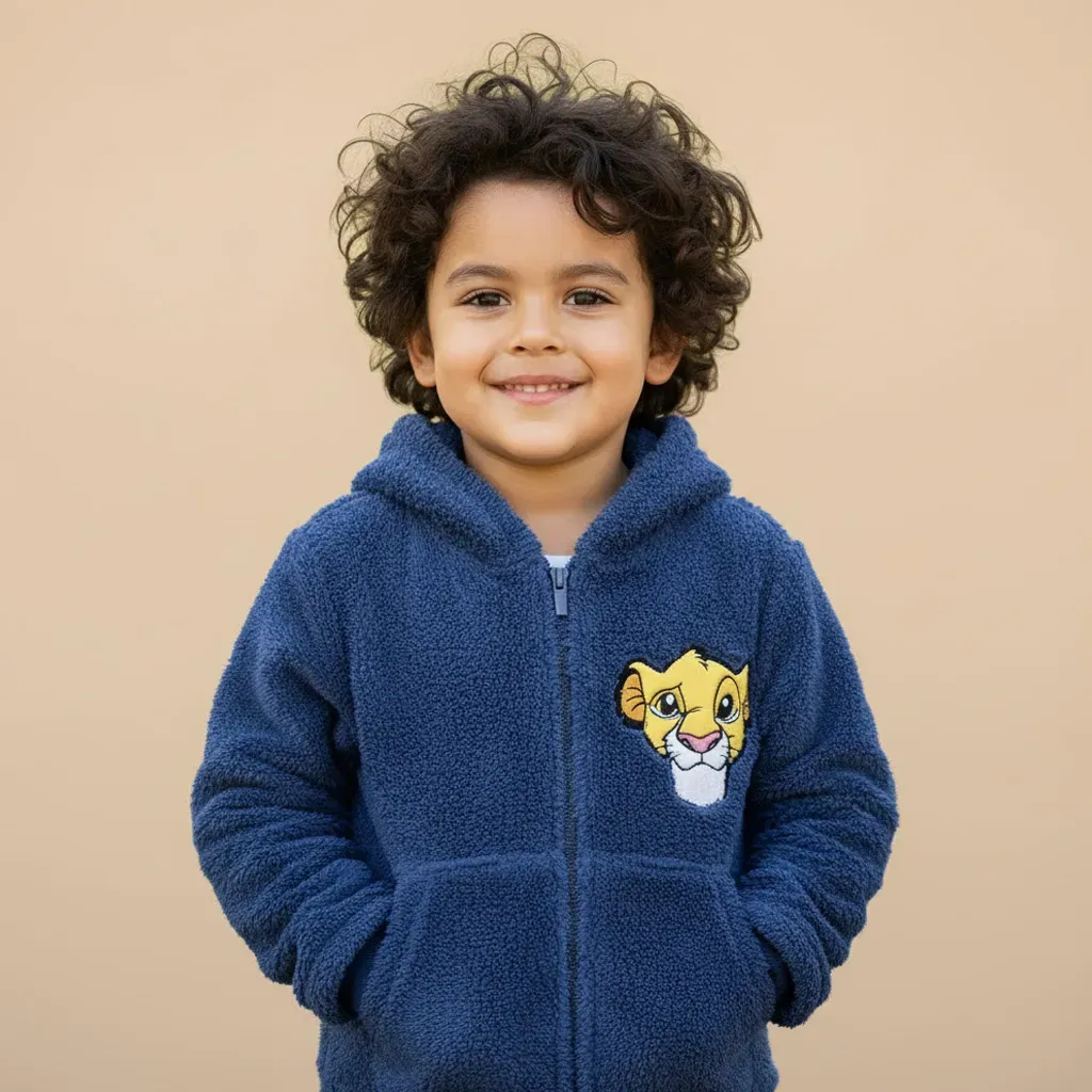 Kids' lightweight zip up hooded fur jacket