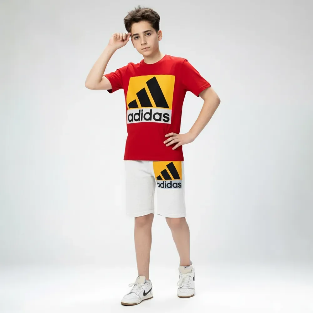 Boys’ summer casual set Cotton Tweens Red