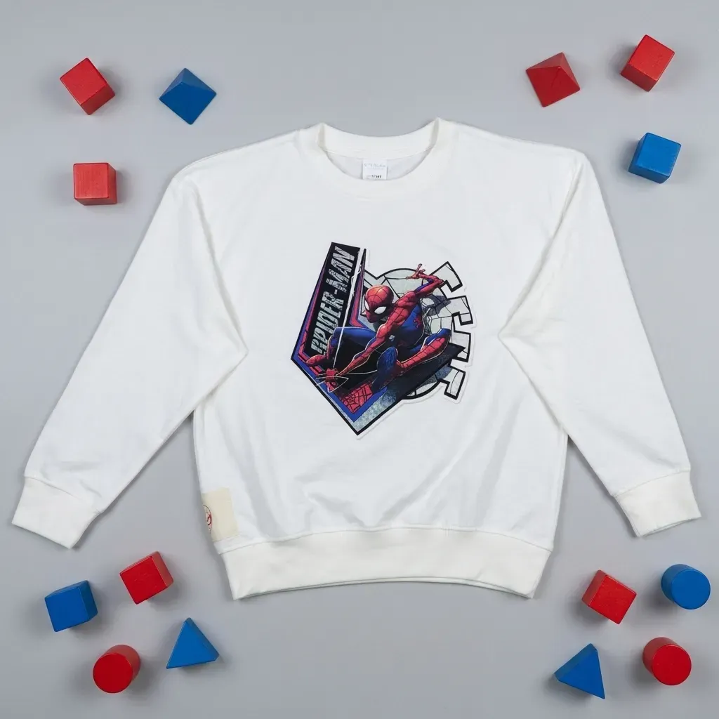 Boys' white Spider-Man imported sweatshirt