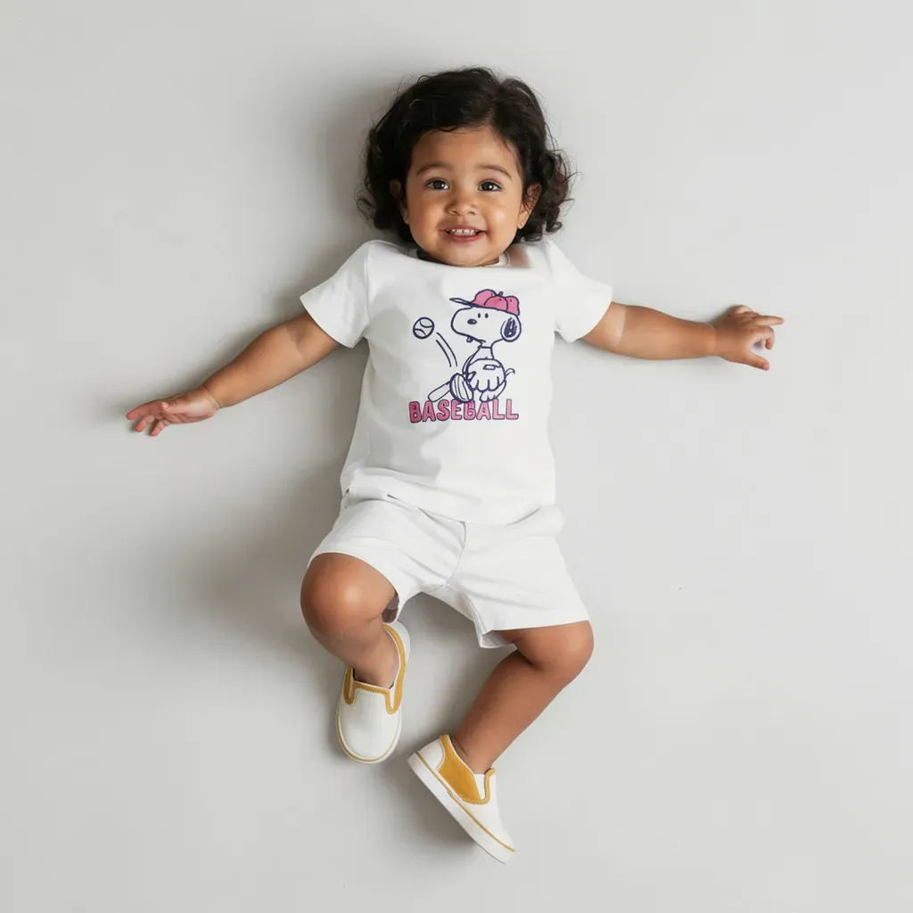Infant summer Snoopy cotton pajama  White for Boys & Girls