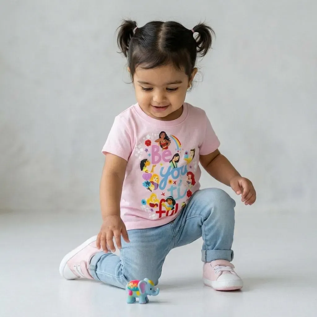 Girl Disney princesses cotton T-Shirt  Pink