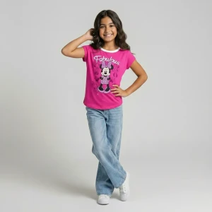 Girls Minnie cotton summer T-Shirt Fuchsia (Pink)
