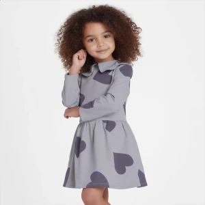 Long Sleeve Grey Dress with Hearts -  Imported