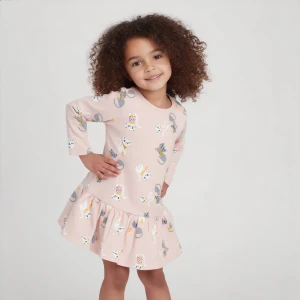 Long-Sleeve Pink Winter Dress - Imported