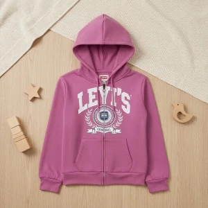 Original Brand Girls  Zip-Up Hoodie Comfortable Pink Sweatshirt