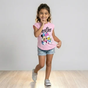 Girl Disney short sleeve cotton T-Shirt oval cut Pink (Rose)
