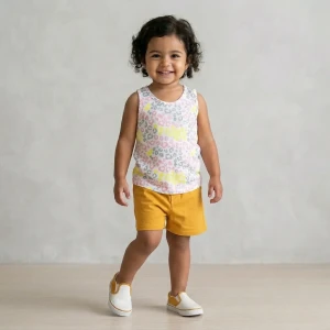 Summer Leopard Print Pajama Set (For Boys & Girls) Mustard Yellow
