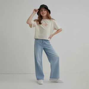 Girls’ Light Blue Wide-Leg Jeans Relax Fit Pants