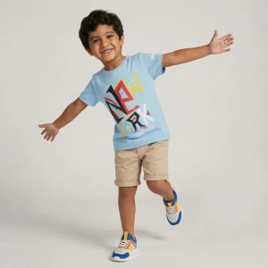 Boys Sky Blue “New York” summer cotton T-Shirt