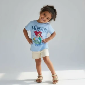 Girls summer cotton T-Shirt – Little Mermaid  – Sky Blue